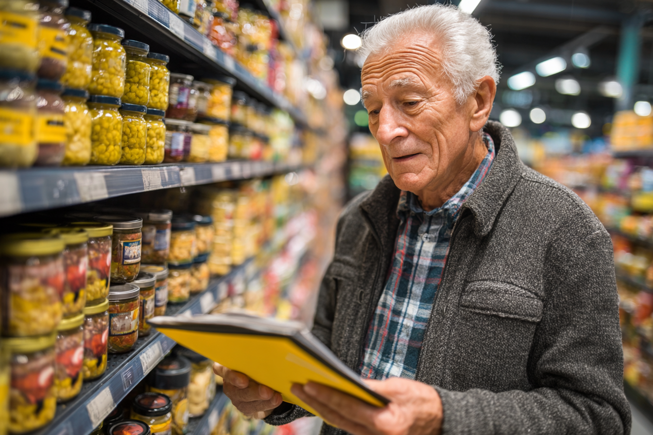 Boldog idősebbek egészséges ételekkel